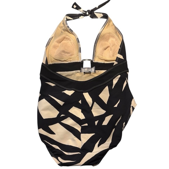 MAGICSUIT Halter Tummy Control Swimsuit - Black and Cream Zebra Print Size 10 - Picture 3 of 8